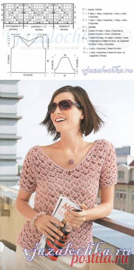 Женский ажурный пуловер спицами