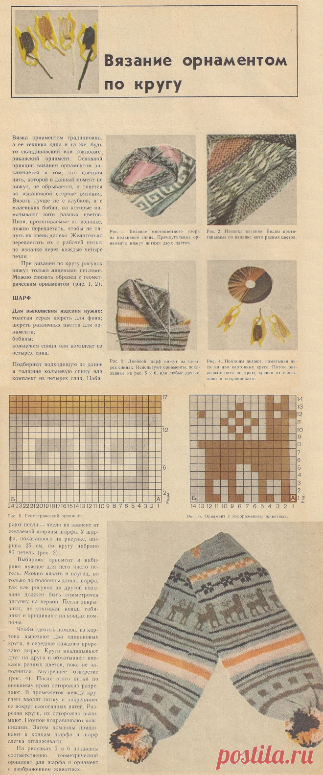 Вязание орнаментом по кругу