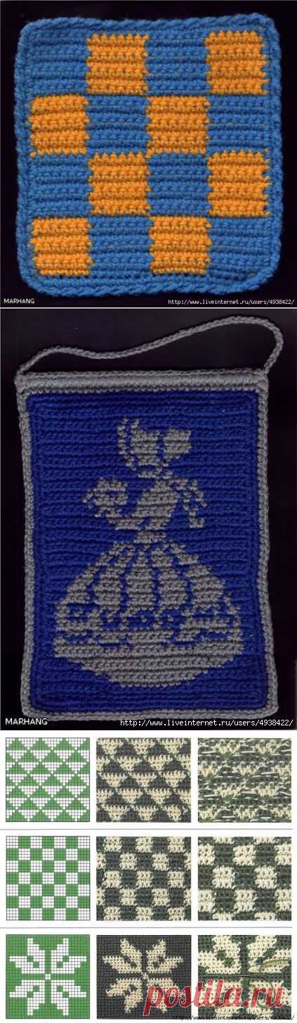 Выполнение орнаментов. Жаккард без протяжек при вязании по кругу.