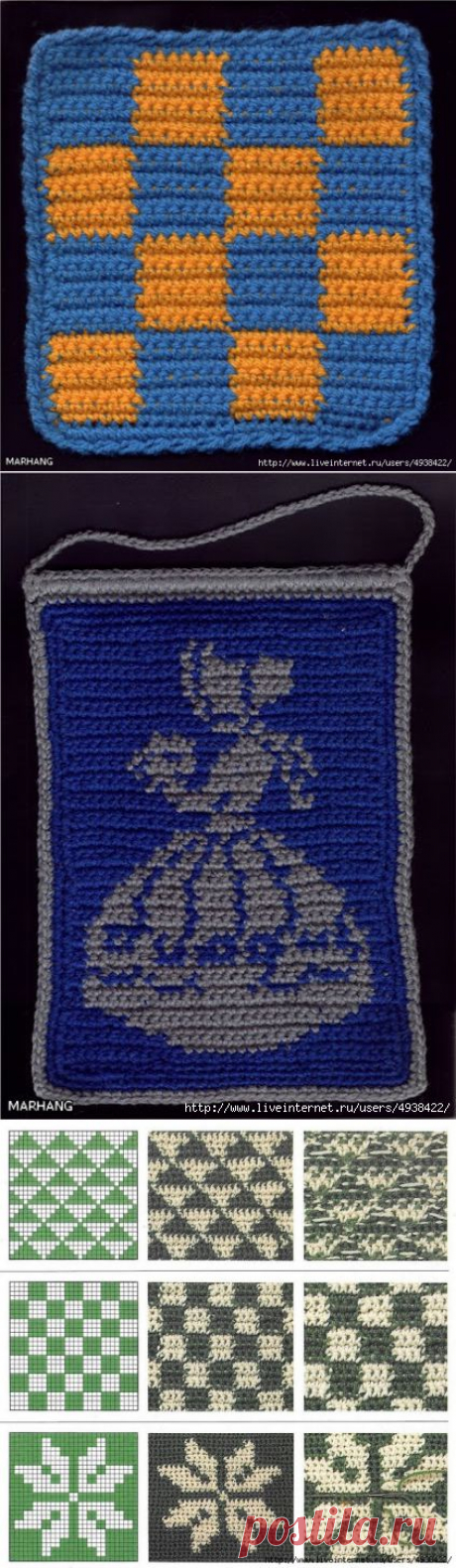 Выполнение орнаментов. Жаккард без протяжек при вязании по кругу.