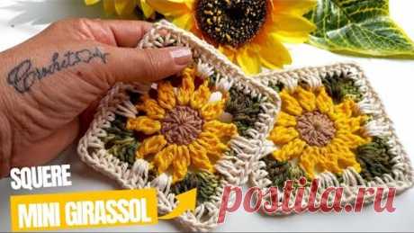 Square mini girassol 🌻 em crochê lindo e muito fácil de fazer #crochê #crochet #videoaula