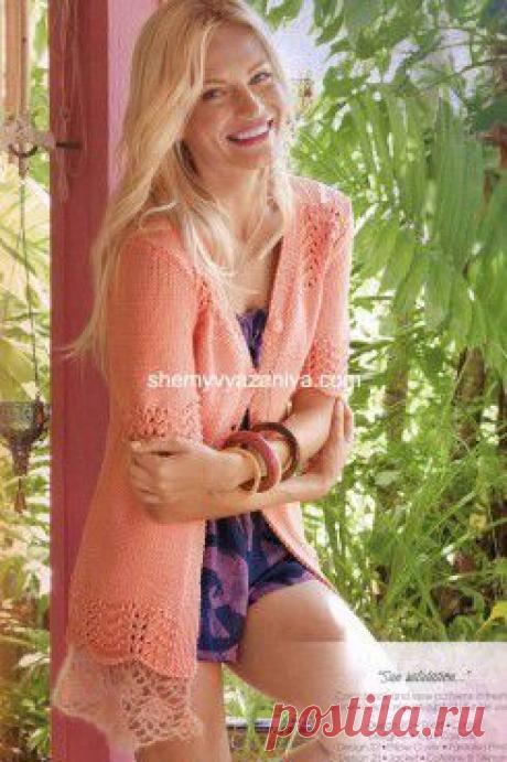 Жакет из Cotofine &amp; Silkhair с узором веер