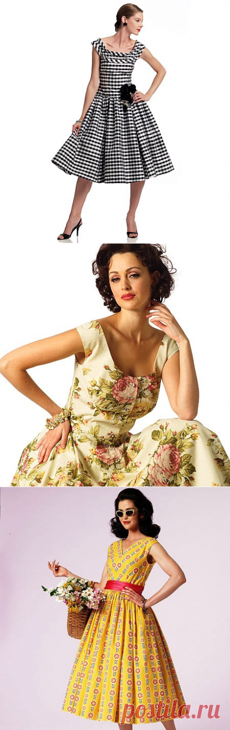Модели платьев 50-х годов с выкройками и без...)))