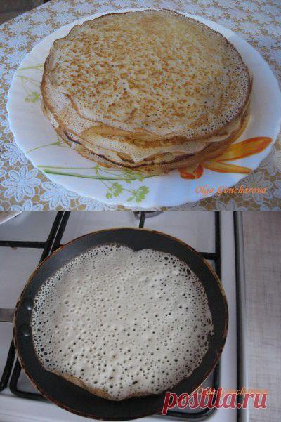 Заварные (кружевные) блины на кефире и кипятке : Блины, блинчики, оладьи