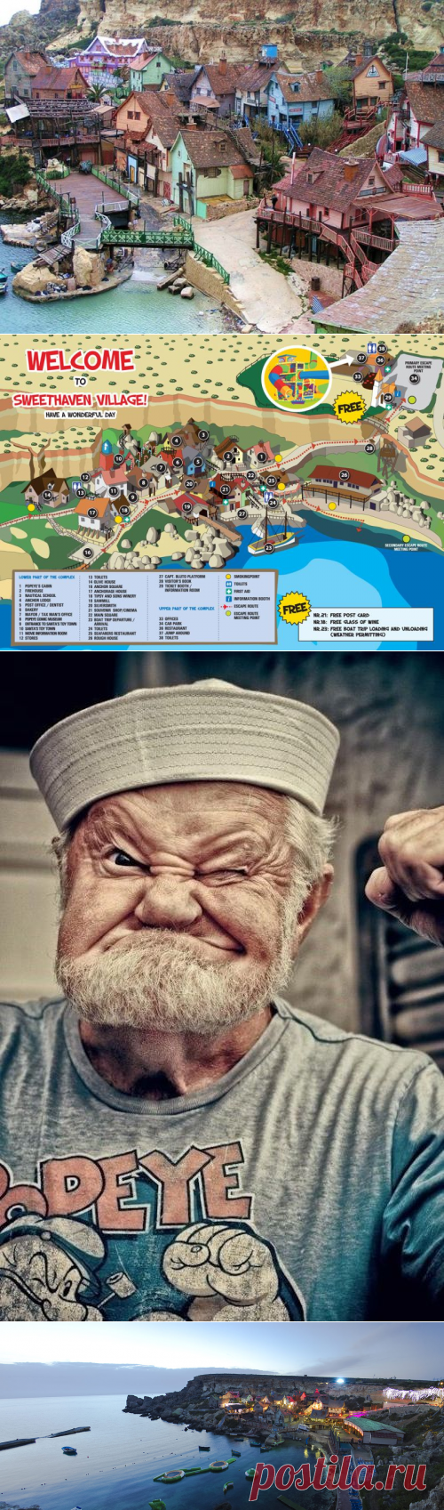 Деревня Попай (Popeye Village) - коплекс развлечений в честь фильма, бухта Анкор-Бэй, Меллиеха, Мальта - Туристический портал - Мир красив!