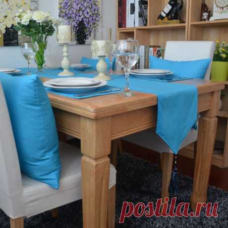 Чистый цвет turquoise100 % хлопок двойной слой ткани таблица бегуна столовых свадьба синий скатерть для партии купить на AliExpress