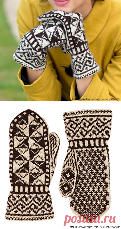 Двухцветные варежки "Kare". Kare mittens by Maria Näslund.