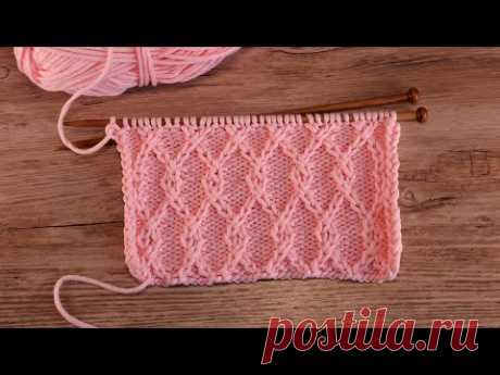 Узор «Interlocking Lattice» со снятыми петлями спицами 💞 Interlocking Lattice knitting pattern