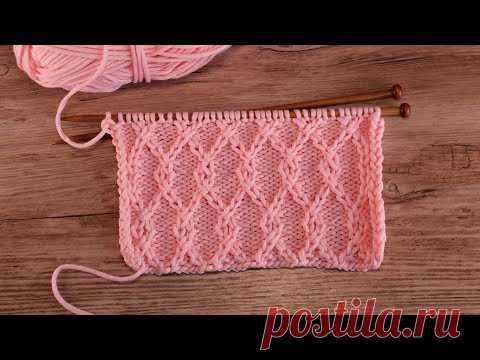 Узор «Interlocking Lattice» со снятыми петлями спицами 💞 Interlocking Lattice knitting pattern