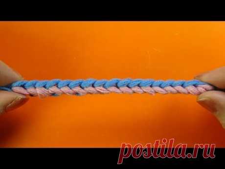 Двухцветный шнурок крючком Crochet cord  Урок 359