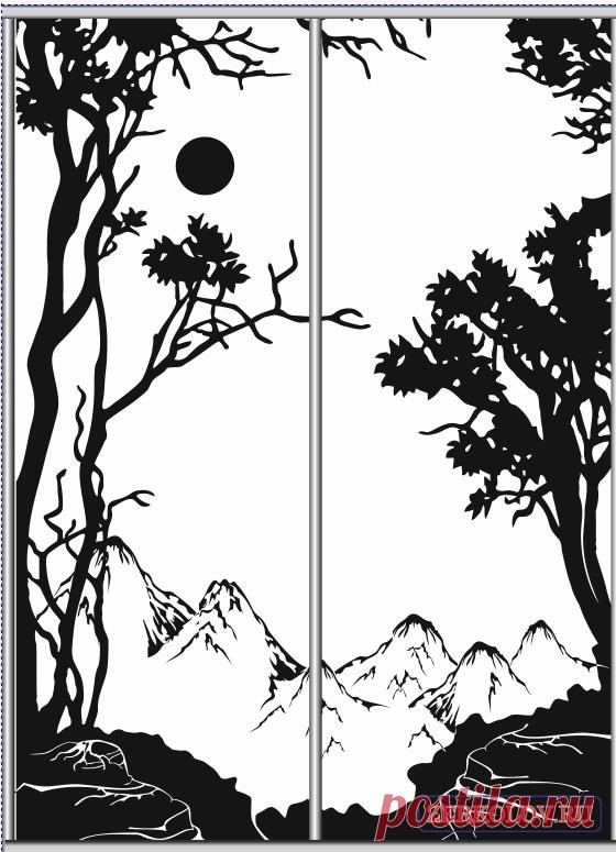 Пескоструйный рисунок Пейзаж 1063 | Хороший дизайн: Скинали Фрески Фотообои Пескоструйные рисунки