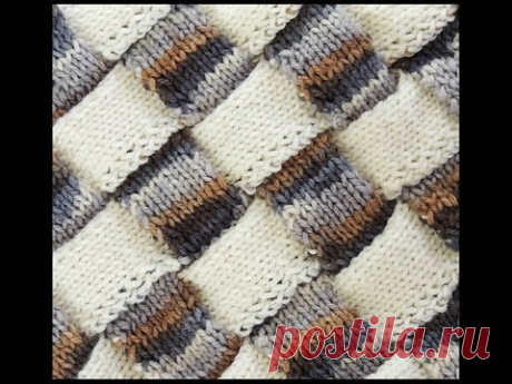 Dos Agujas : Punto Entrelazado. Parte 1 de 4. Base Entrelac