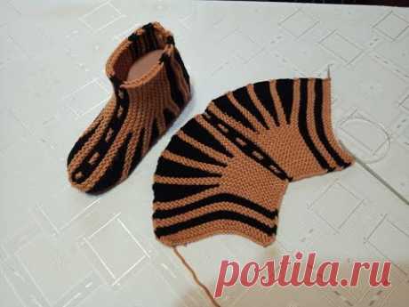 Плетени Терлици #56 - (Knitted Slippers) (Тапочки спицами) (Patik) (Pantufas passo a passo)