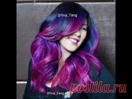 Pink Purple Magenta color melt Ombre hair