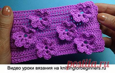 Начинаем вязать – Видео уроки вязания » Узор с цветочками – Вязание крючком – Узор №83