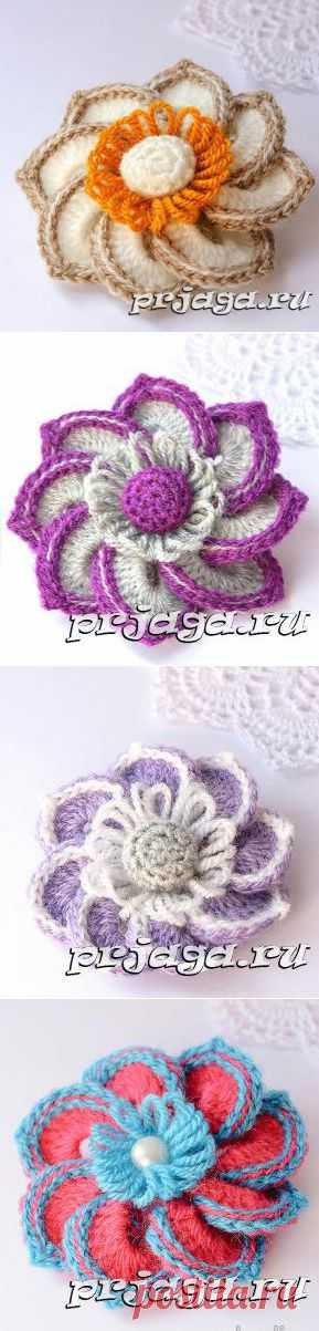 Цветок крючком с бахрамой