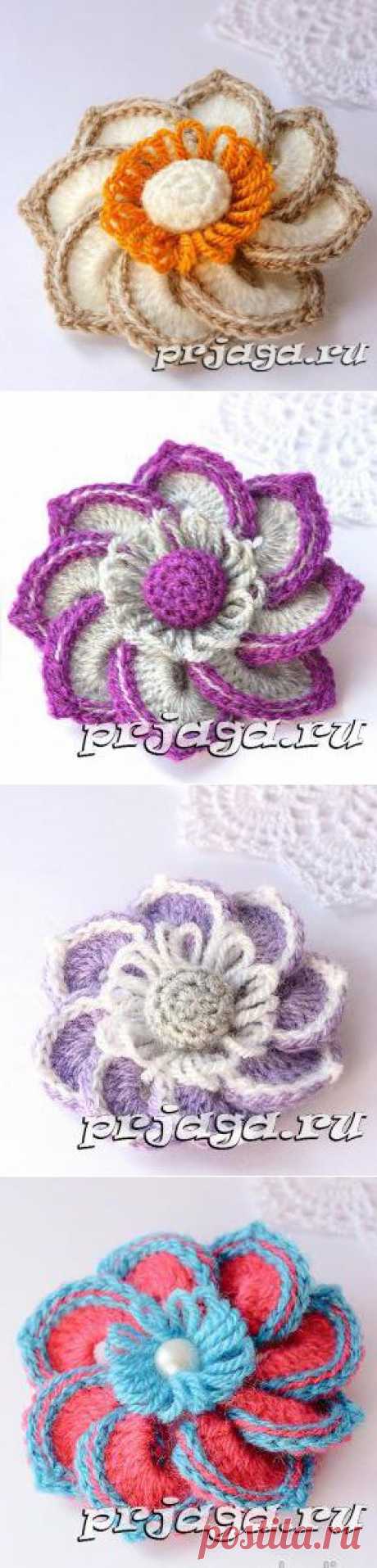 Цветок крючком с бахрамой