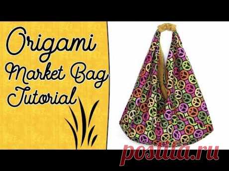 Origami Bag Tutorial with Lining - Easy Market Tote Bag Sewing Project
