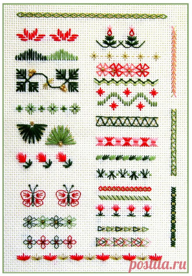 Новогодние бордюры в вышивке | ВЕРА БУРОВА, канал про вышивку | Яндекс Дзен