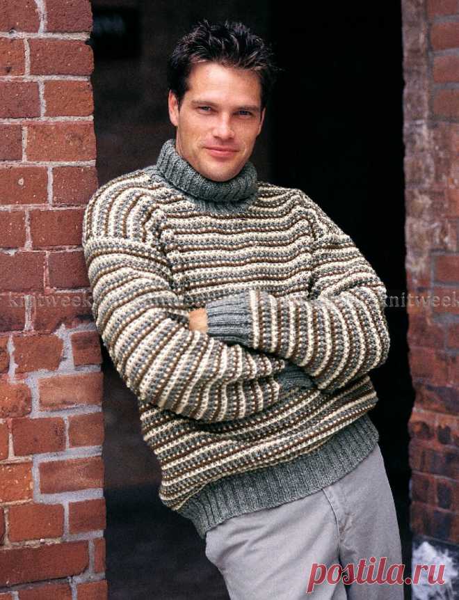 Свитер с высоким воротником на knitweek.ru
