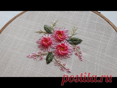 Dimensional Embroidery Cute bouquet of Brazilian daisies