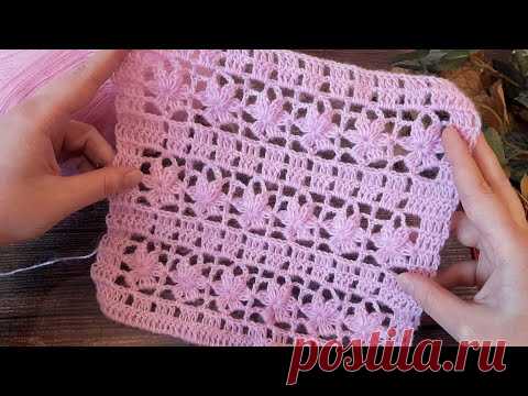 Фантазийный узор с ажурными дорожками из цветков💐 крючком. - YouTube
