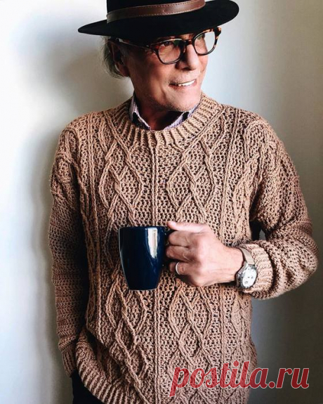 Мужской свитер аранами крючком от bypalmiotto