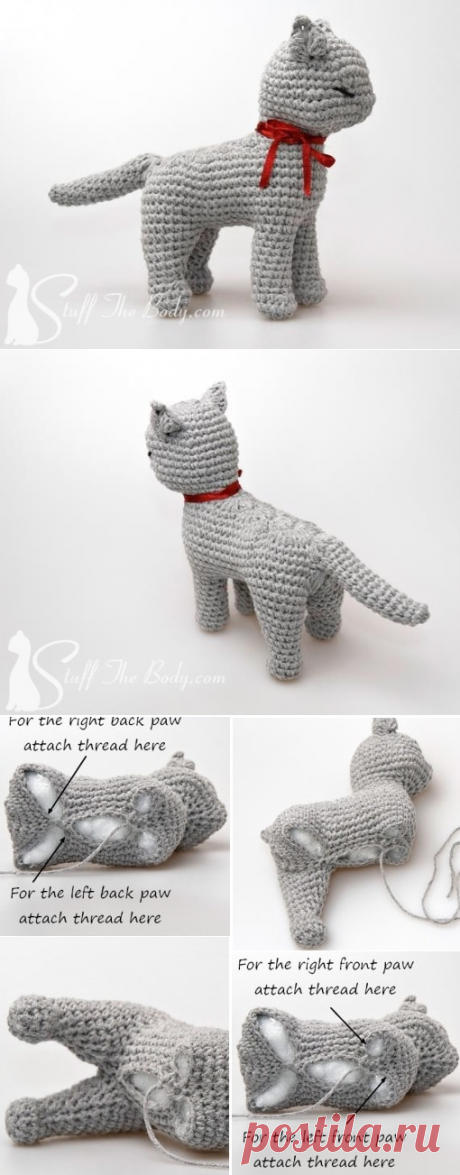 Кошка амигуруми. Описание вязания крючком