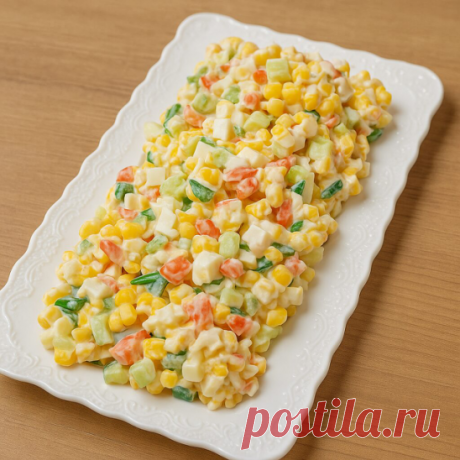 Салат из крабовых палочек с кукурузой и секретным ингредиентом