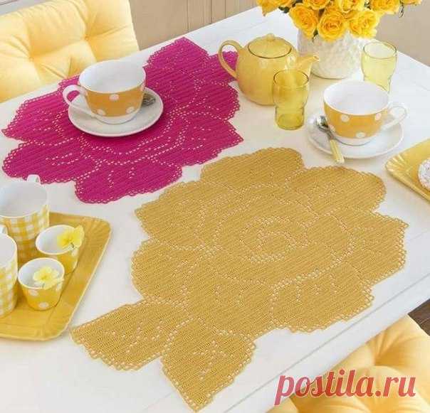 Филейное вязание для украшения обеденного стола