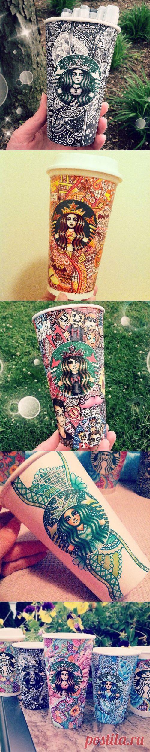Раскрашенные стаканчики Starbucks (6 фото)