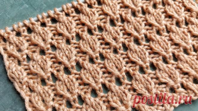 Универсальный фактурный узор в виде мелких листиков для вязания летних топов, маек, футболок, свитеров, джемперов, кардиганов, сарафанов, туник, палантинов, пледов...