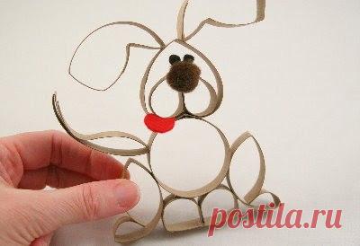 Творчество с детьми. Фигурки животных из трубочек от бумажных полотенец или туалетной бумаги.