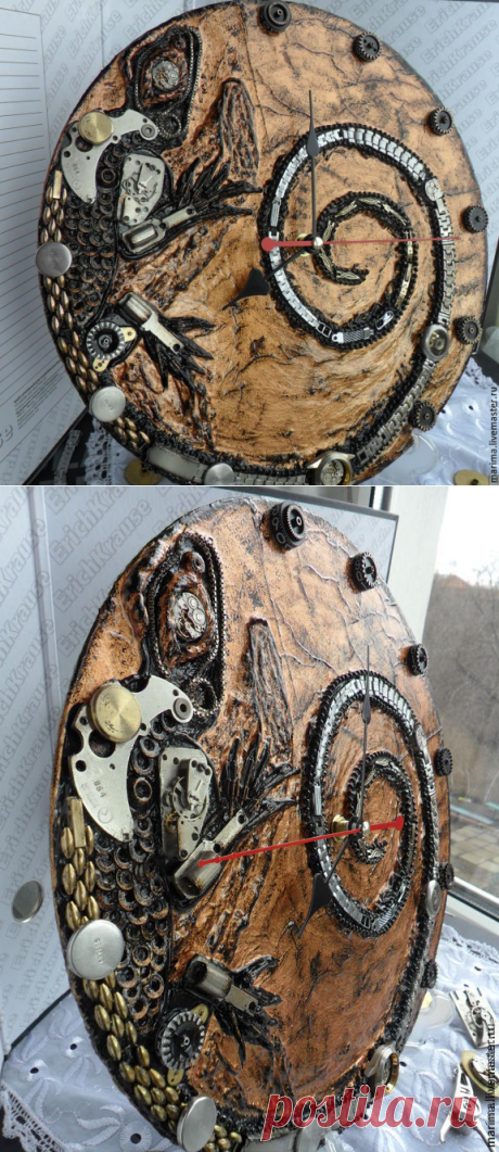 Часы настенные Ящерица в стиле стимпанк ( Steampunk ) - стимпанк, steampunk