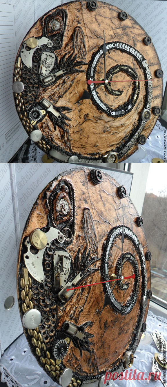 Часы настенные Ящерица в стиле стимпанк ( Steampunk ) - стимпанк, steampunk