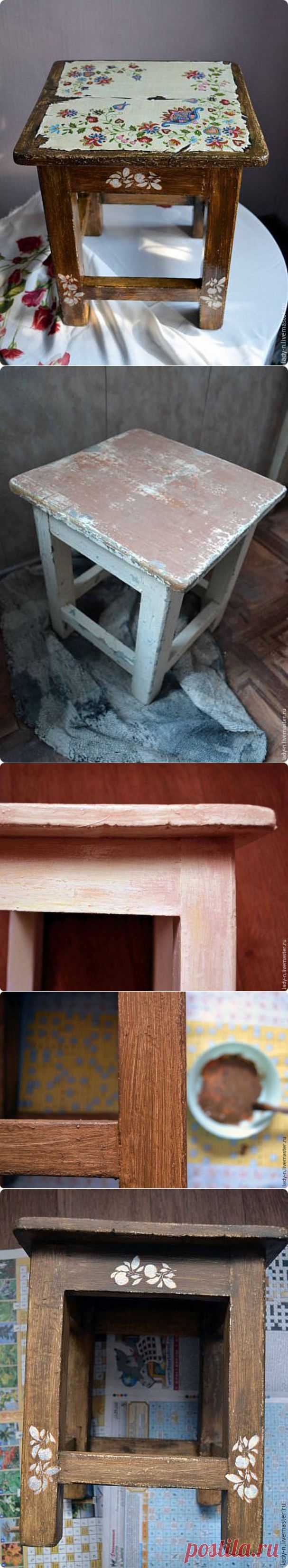 Преображаем табурет: из старого — в старинный - Ярмарка Мастеров - ручная работа, handmade