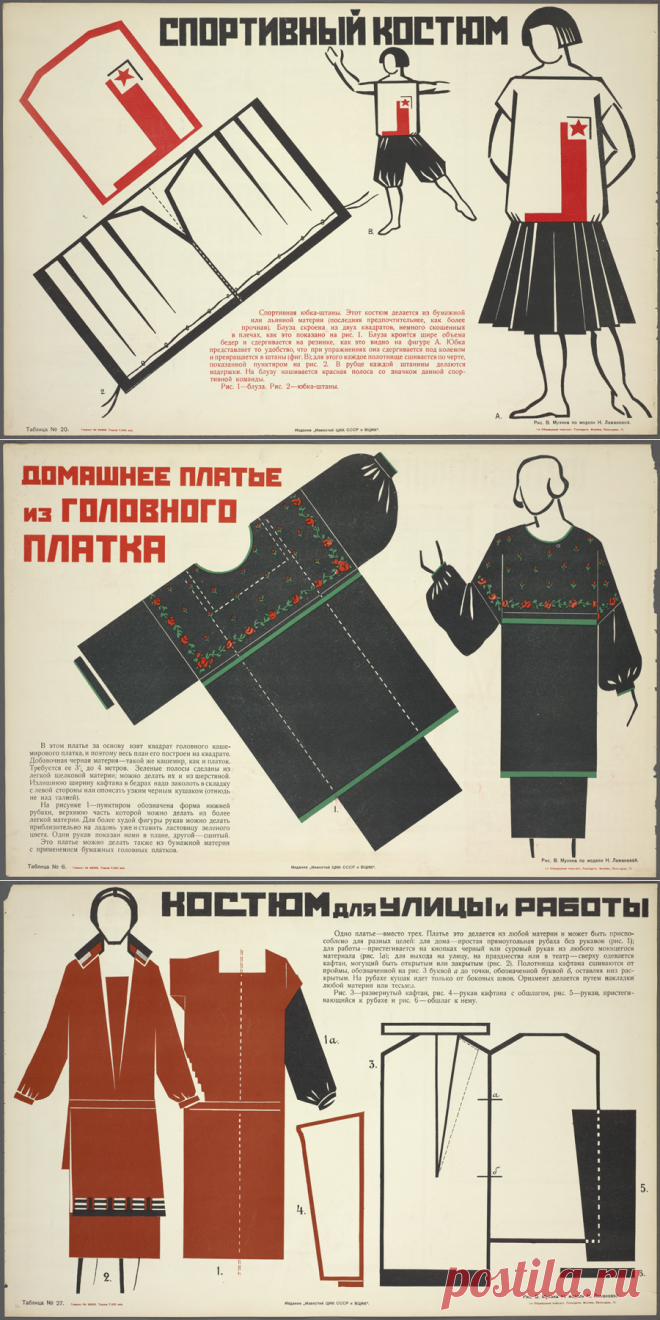 Выкройки и советы по гардеробу от Веры Мухиной, 1925 год