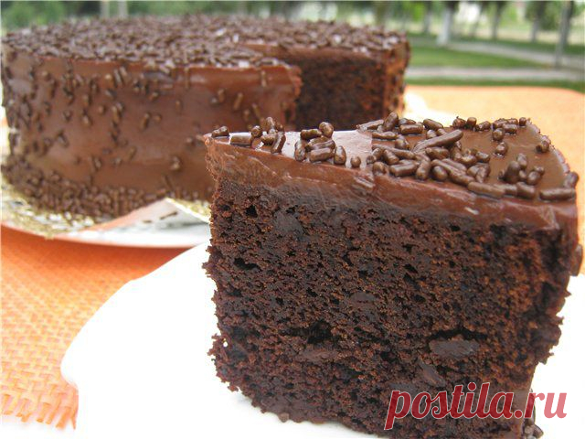 Торт-пирог « ШОКОЛАДНЫЙ » с шоколадными чипсами и в шоколадной панакоте (Ultra Choc-Chip Cake). Автор: alyakeyk