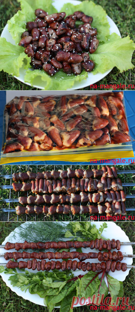 Шашлык из куриных сердечек