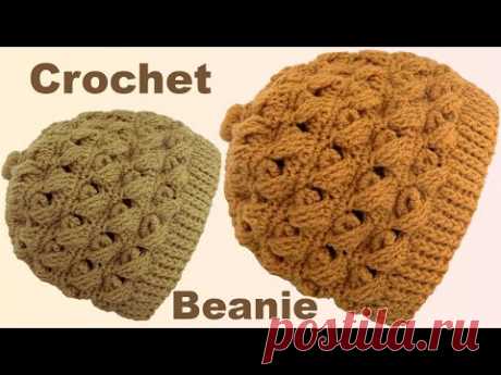 Gorro a Crochet en punto cruzado en relieve 3D con cadenas tejido con ganchillo