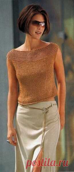 Вяжем топик с круглой кокеткой