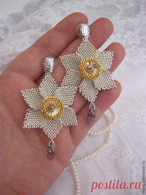 Купить Серьги "Нарцисс" - серебряный, золотой, украшение, брошь, серьги, шпильки для волос, шпильки, цветы | Bead