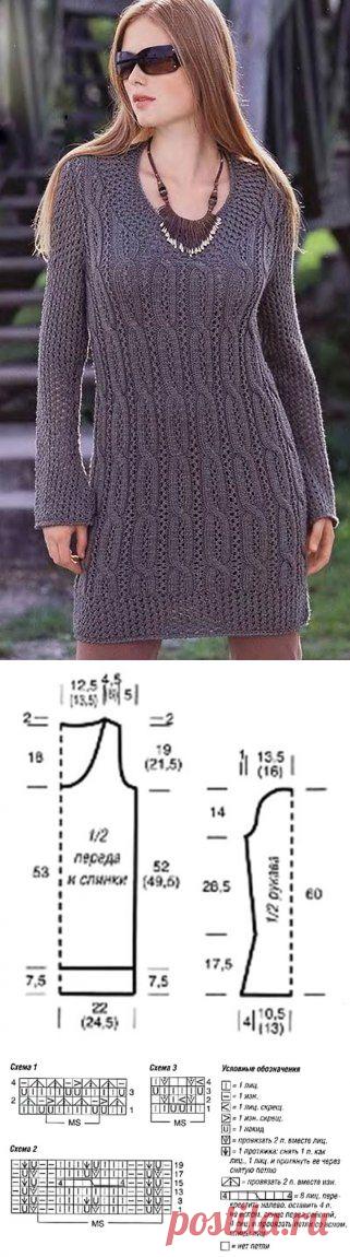 Вязаное спицами платье схема. Женское платье спицами схема | Домоводство для всей семьи