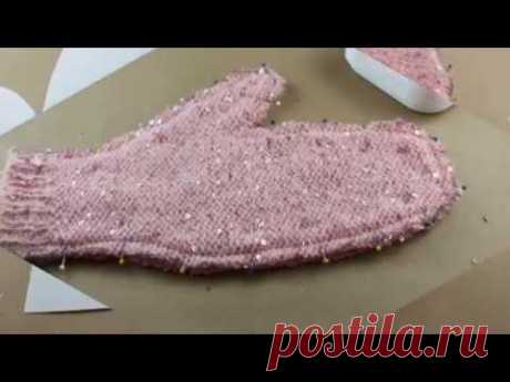 Теплые рукавички из старого свитера шитье