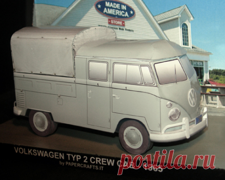Volkswagen typ2 double cab paper craft - Paperdiorama - Donwload Free Paper Model