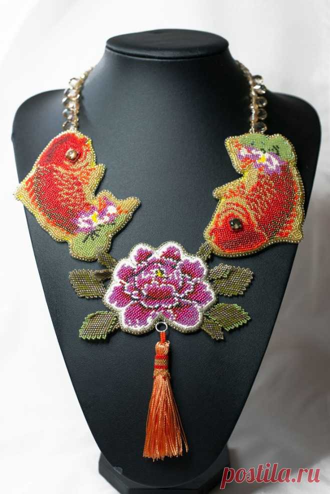 IBA 2015: Das Collier “Fische Koi“, Swetlana Fuchs | Perlen Poesie | Beaded | Кои и Ювелирные Украшения