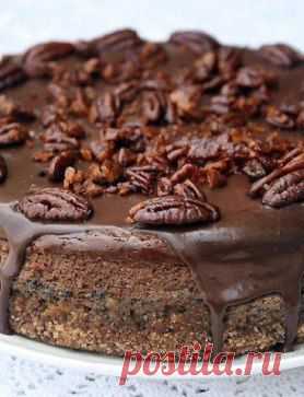 Шоколадно-творожный (сырный) торт с засахаренным пеканом