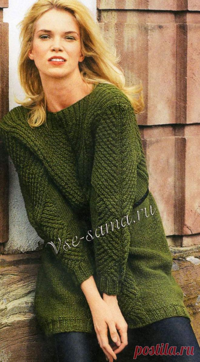 Пуловер с V-образной кокеткой - Пуловер