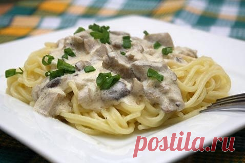 Паста с курицей и грибами в сливочном соусе рецепт – паста и пицца