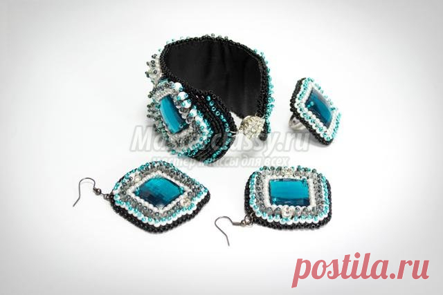 Набор украшений «Адель» из бисера. Браслет, серьги, кольцо. Мастер класс с пошаговыми фото